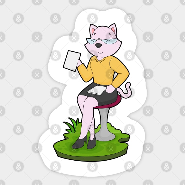 Cat Secretary Note Sticker by Markus Schnabel